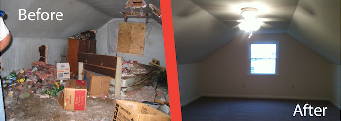 Fire Restoration Before and after on an Attic Fire